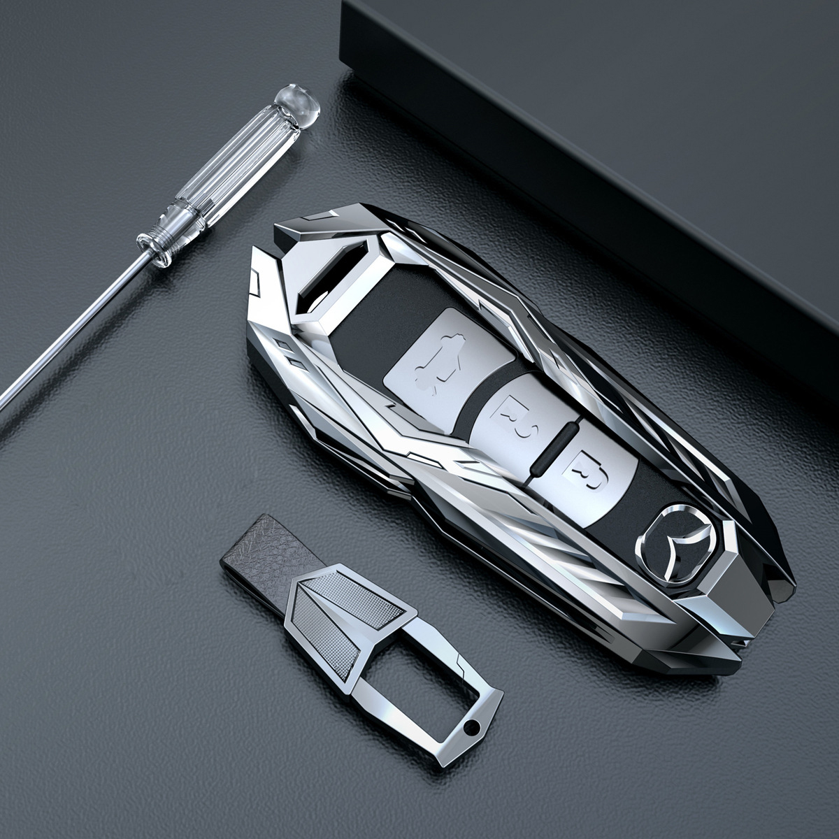 Ốp chìa khóa ô tô Mazda sang trọng PKXH-177 (Bạc)